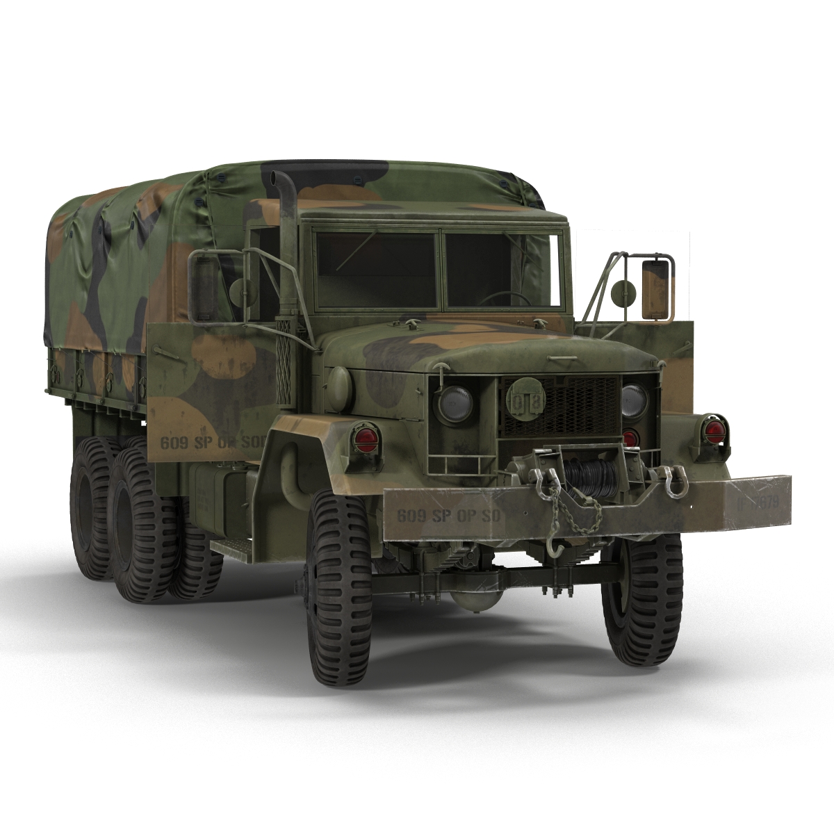 3D US Military Cargo Truck m35a2 Rigged Camo