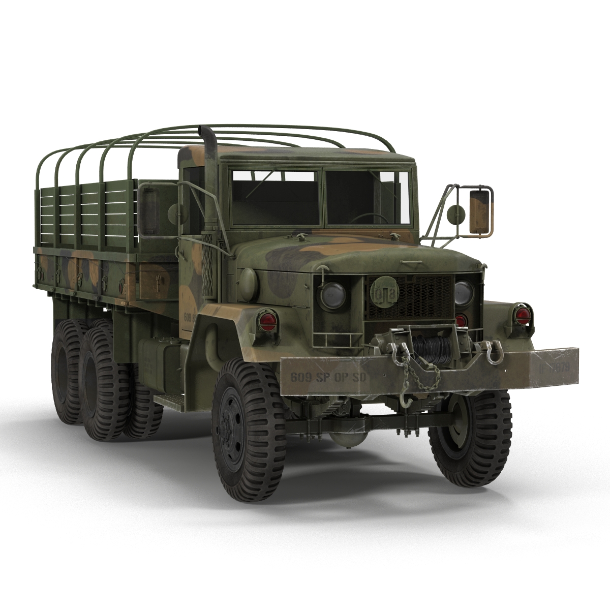 3D US Military Cargo Truck m35a2 Rigged Camo