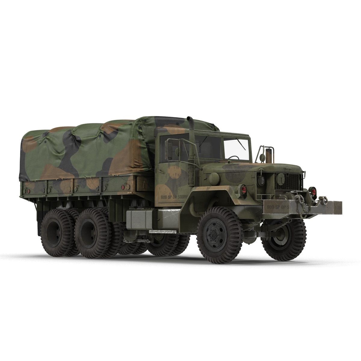 3D US Military Cargo Truck m35a2 Rigged Camo