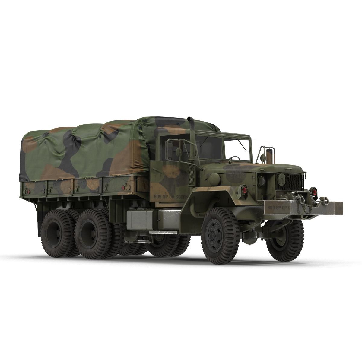 3D US Military Cargo Truck m35a2 Rigged Camo