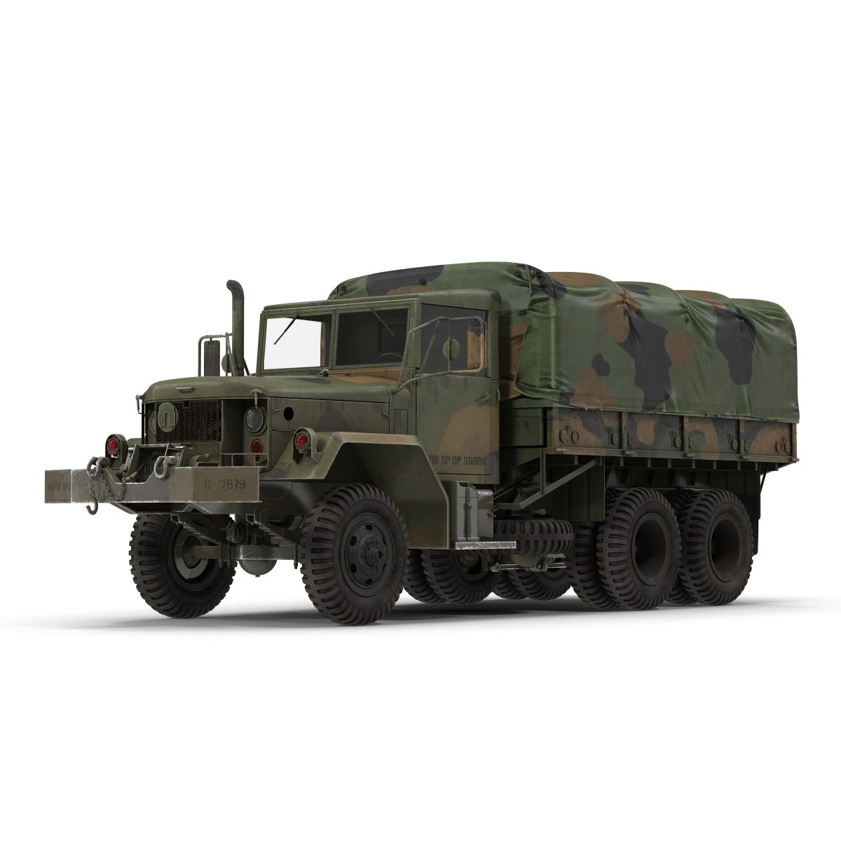 3D US Military Cargo Truck m35a2 Rigged Camo