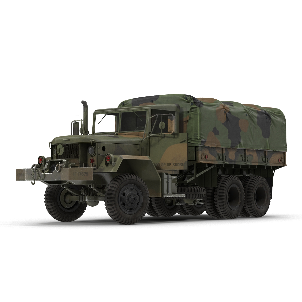 3D US Military Cargo Truck m35a2 Rigged Camo