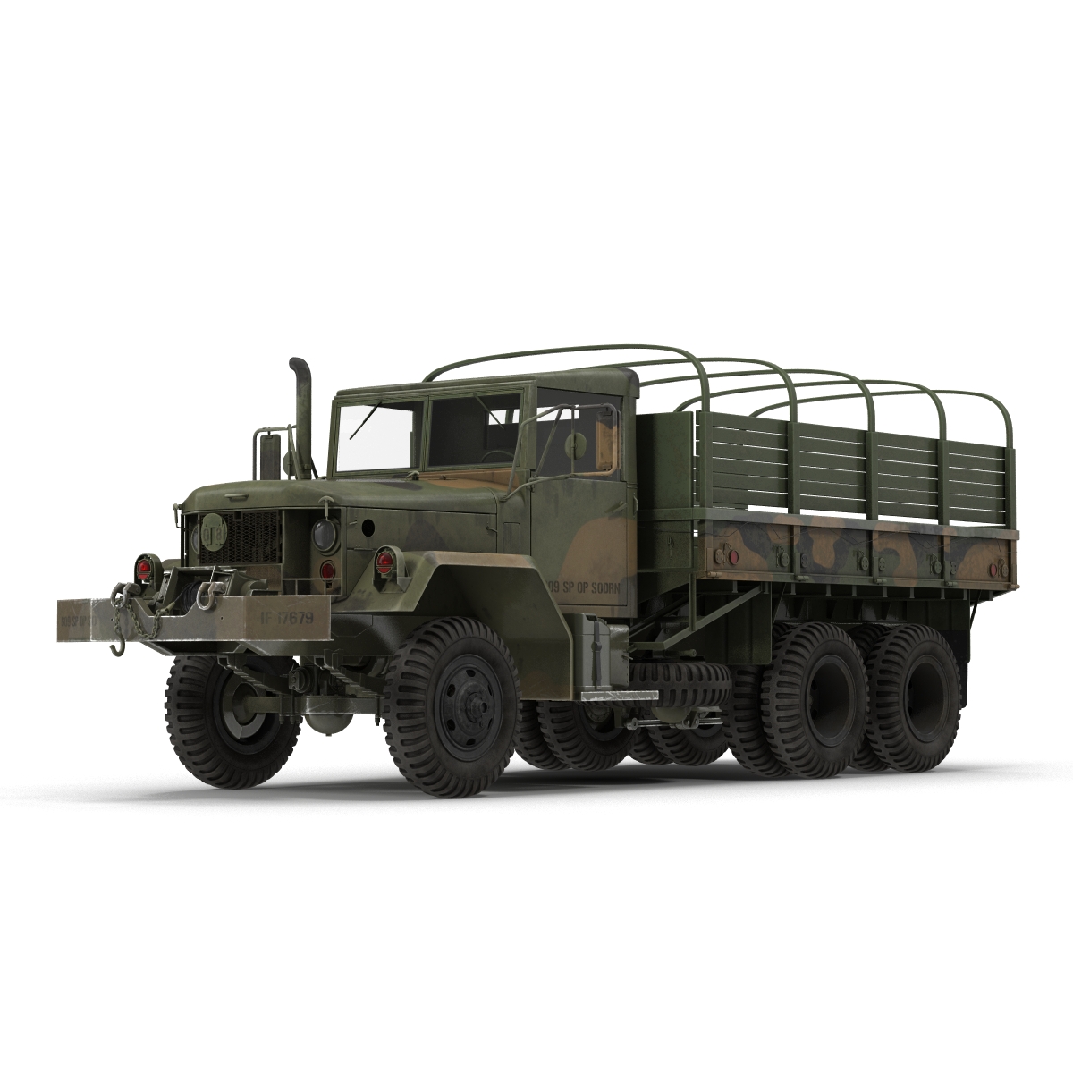 3D US Military Cargo Truck m35a2 Rigged Camo