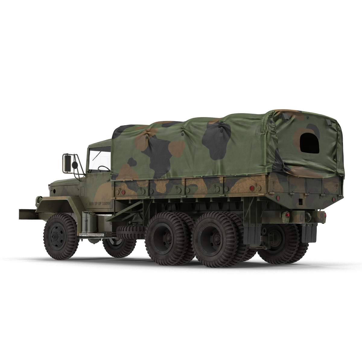 3D US Military Cargo Truck m35a2 Rigged Camo