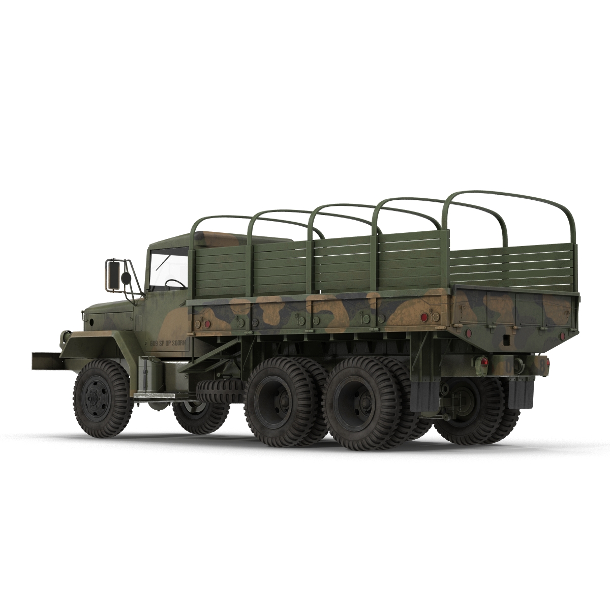 3D US Military Cargo Truck m35a2 Rigged Camo