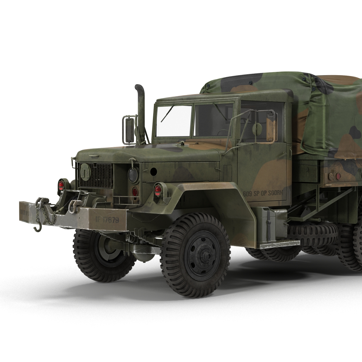 3D US Military Cargo Truck m35a2 Rigged Camo