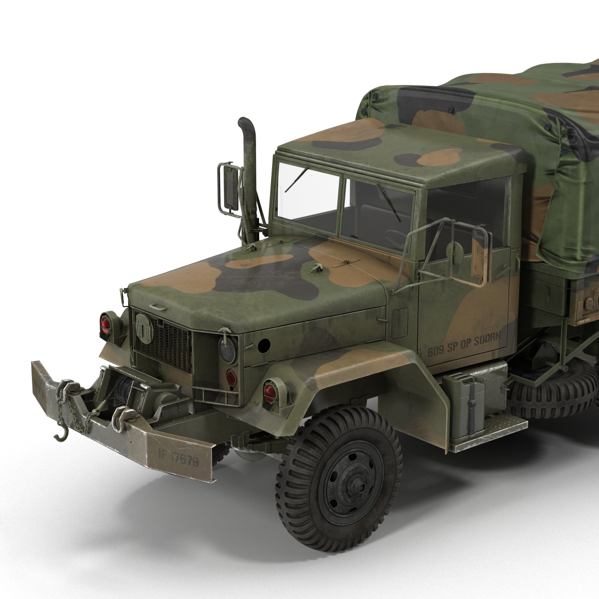 3D US Military Cargo Truck m35a2 Rigged Camo