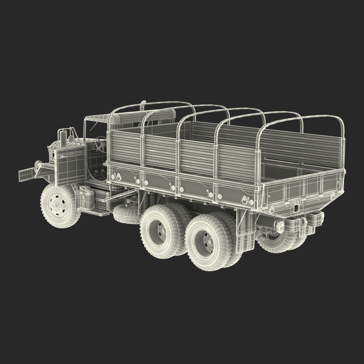 3D US Military Cargo Truck m35a2 Rigged Camo