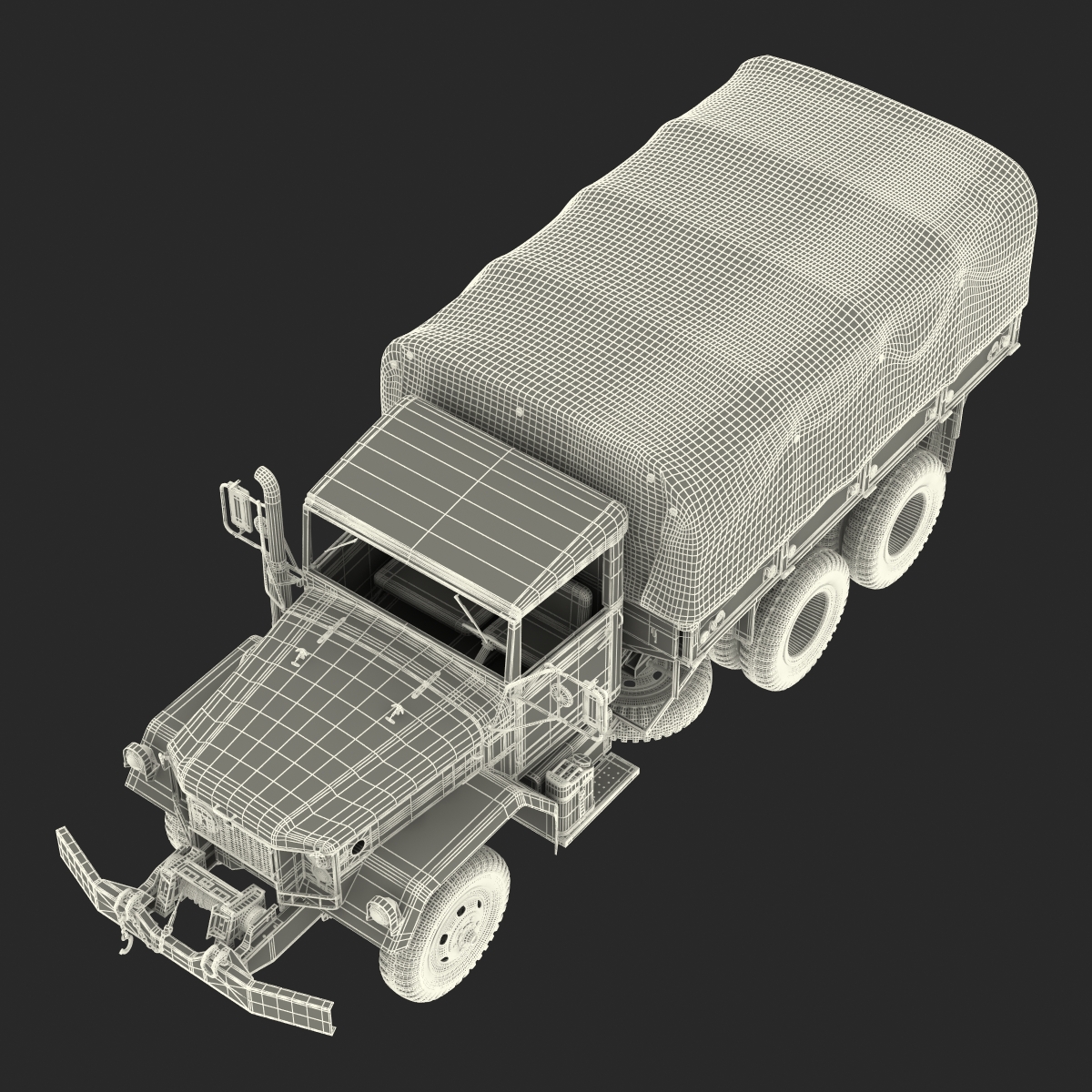 3D US Military Cargo Truck m35a2 Rigged Camo