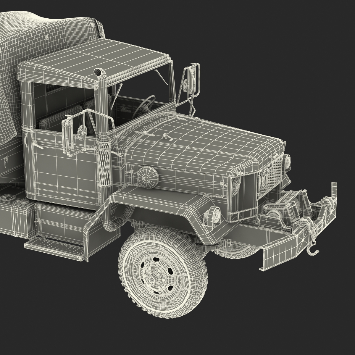 3D US Military Cargo Truck m35a2 Rigged Camo