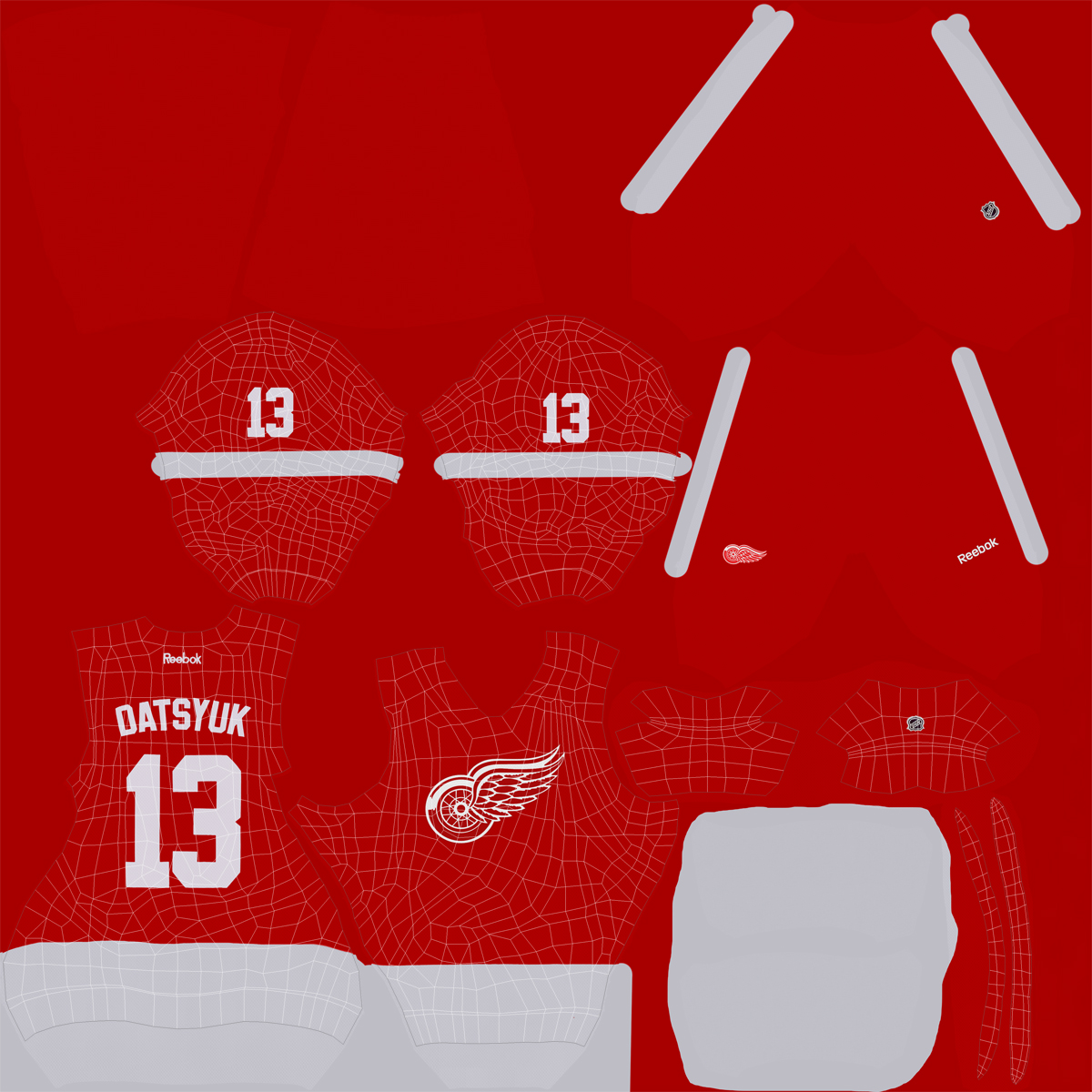 3D Hockey Jersey Detroit Red Wings