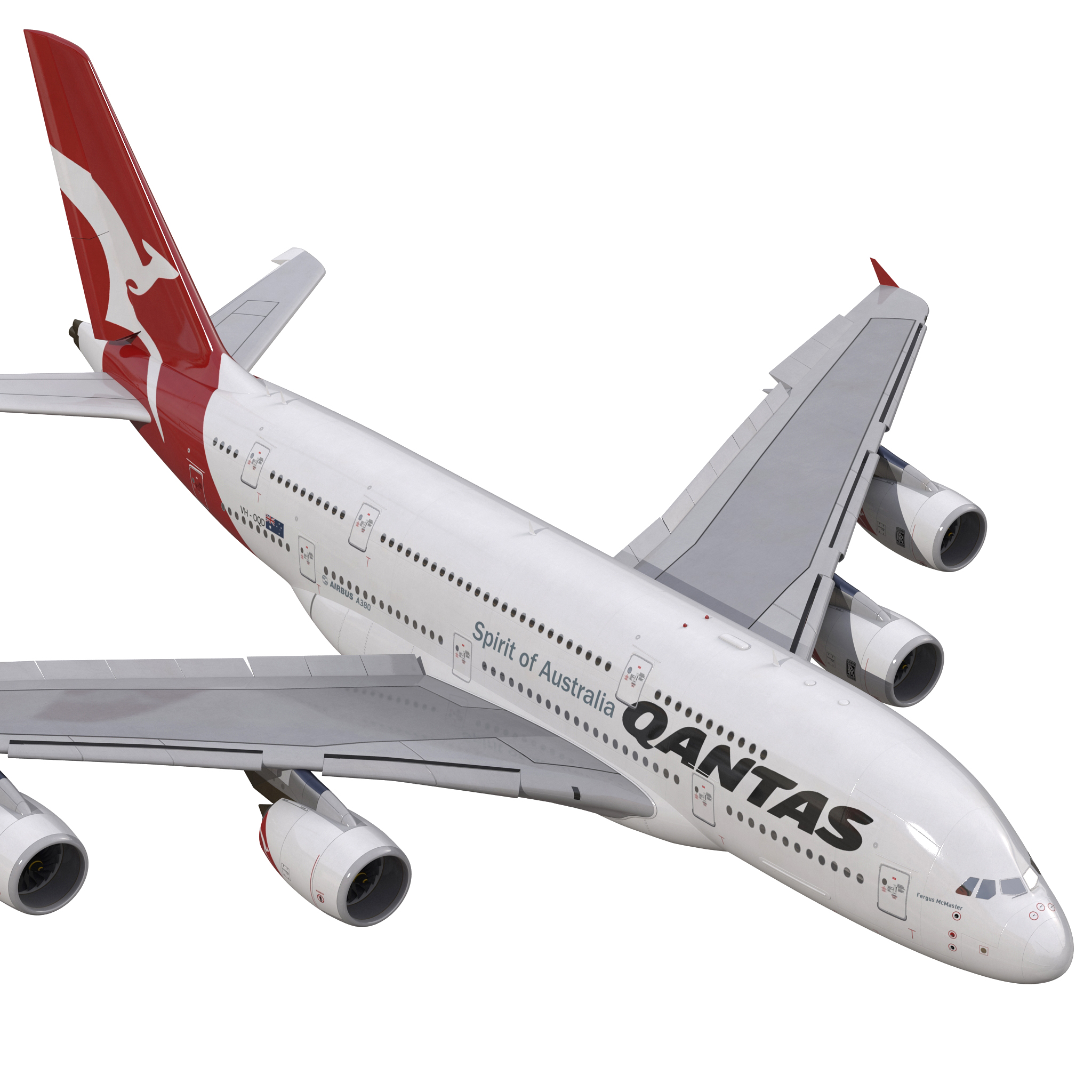 Airbus A380 800 Qantas Rigged 3D model