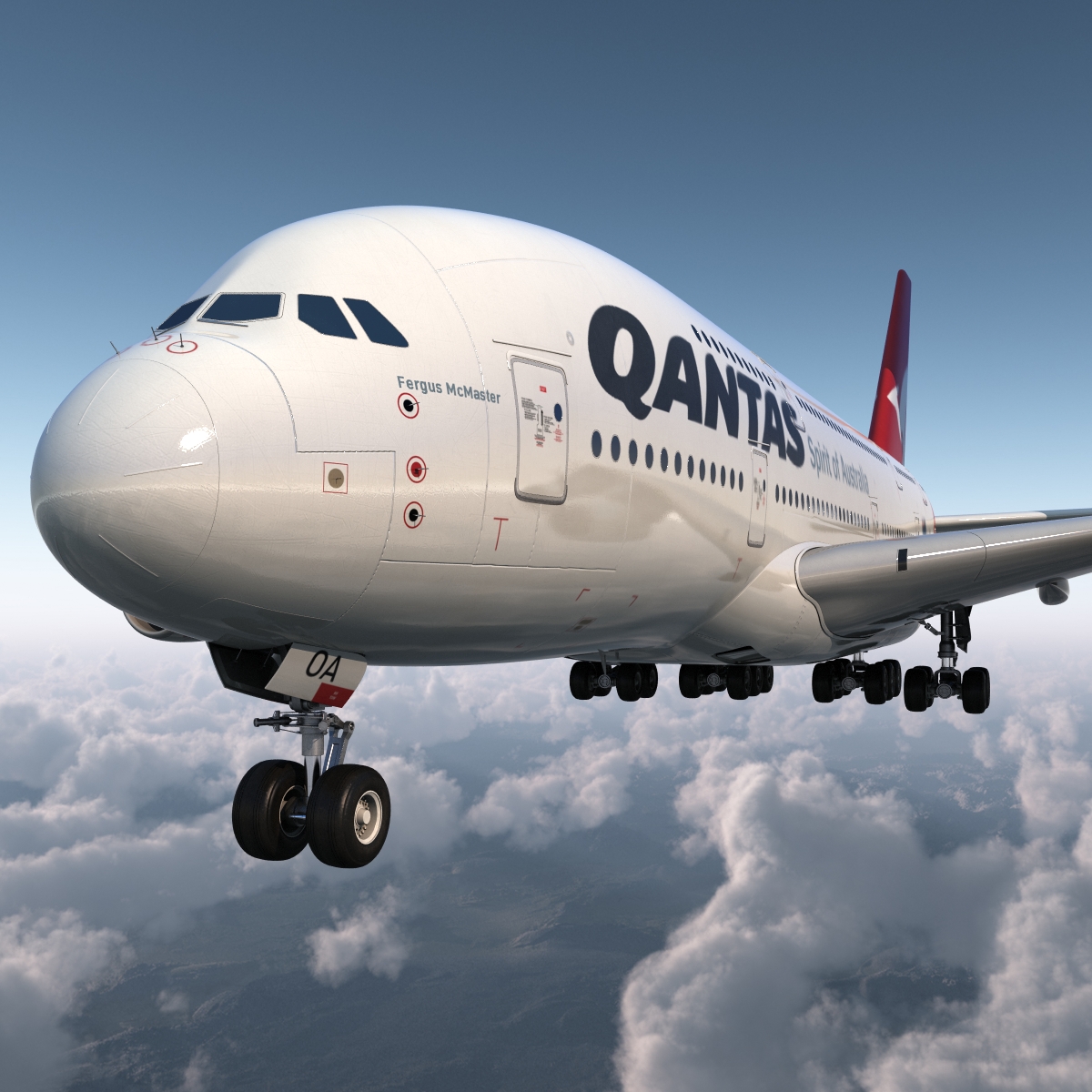 Airbus A380 800 Qantas Rigged 3D model