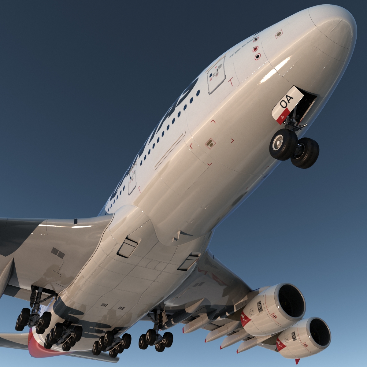 Airbus A380 800 Qantas Rigged 3D model