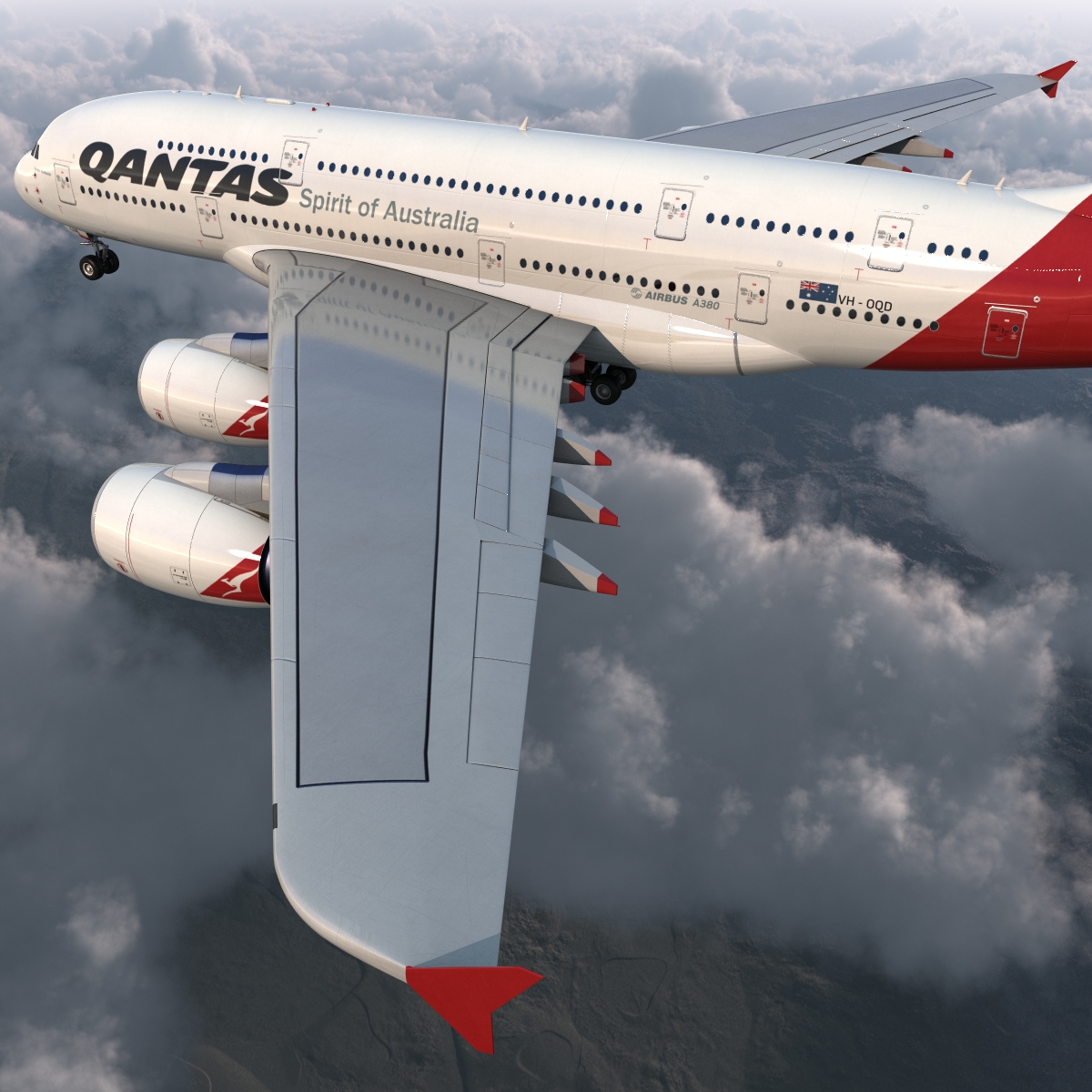 Airbus A380 800 Qantas Rigged 3D model