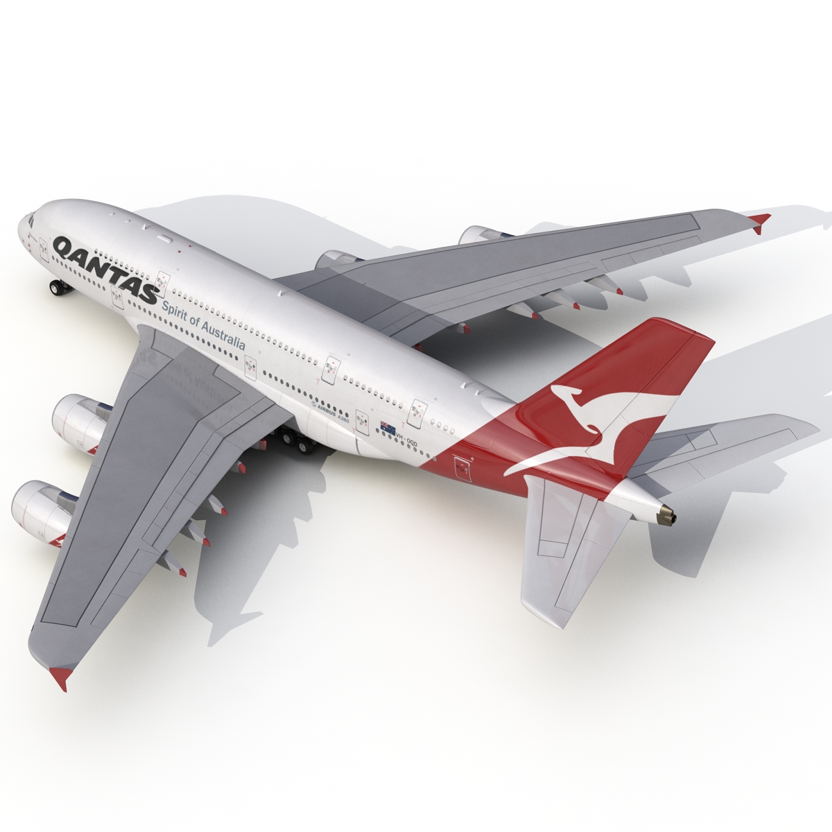 Airbus A380 800 Qantas Rigged 3D model