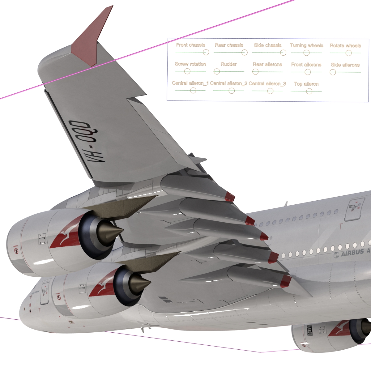 Airbus A380 800 Qantas Rigged 3D model