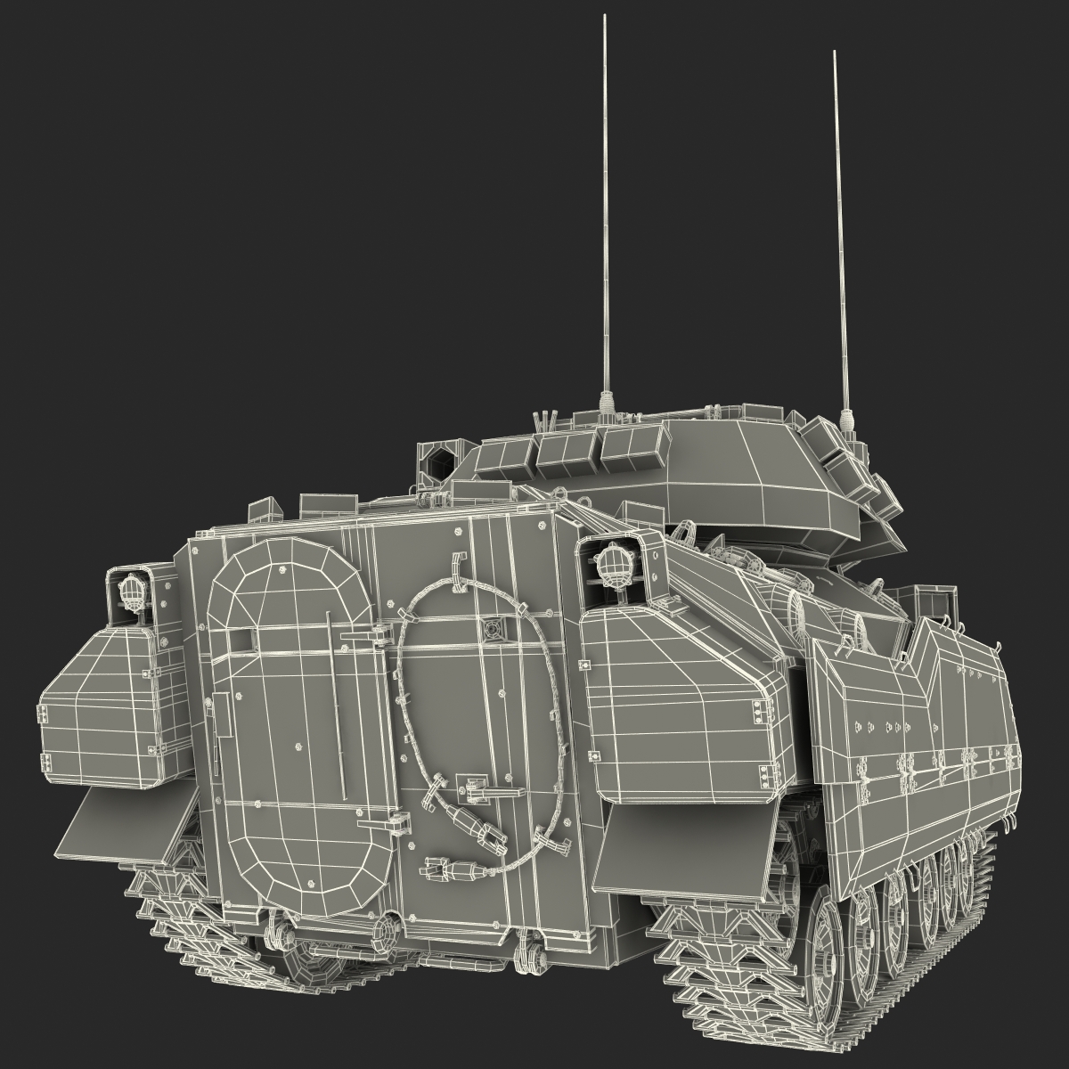 3D Bradley M2 Rigged Green model