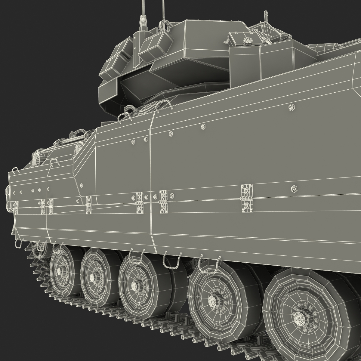 3D Bradley M2 Rigged Green model