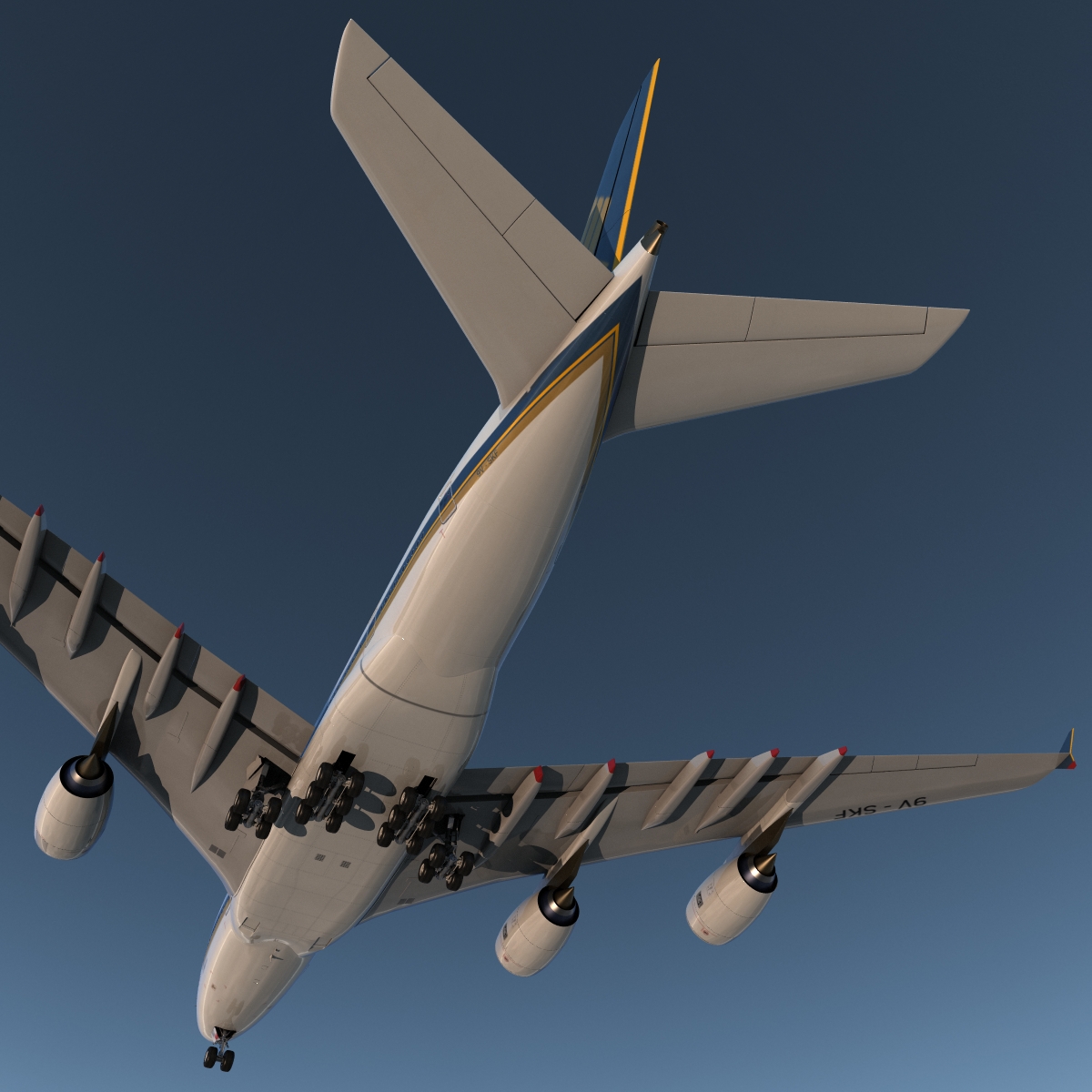 3D Airbus A380 800 Singapore Airlines Rigged