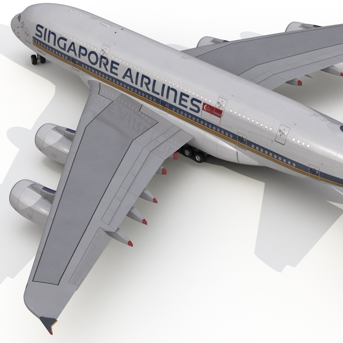 3D Airbus A380 800 Singapore Airlines Rigged