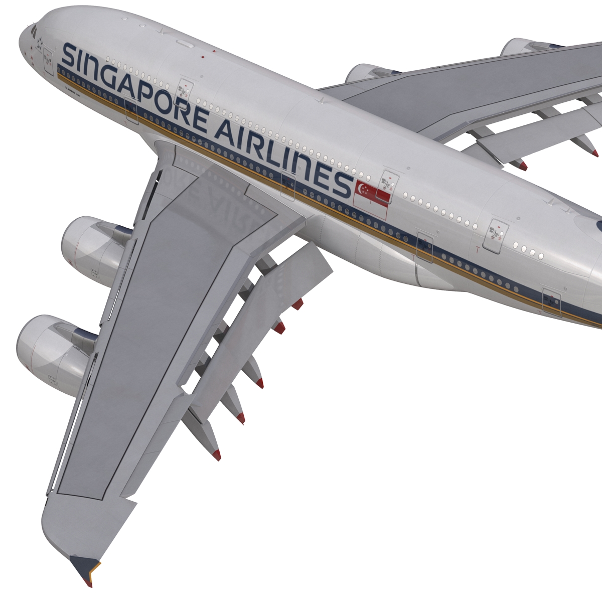 3D Airbus A380 800 Singapore Airlines Rigged