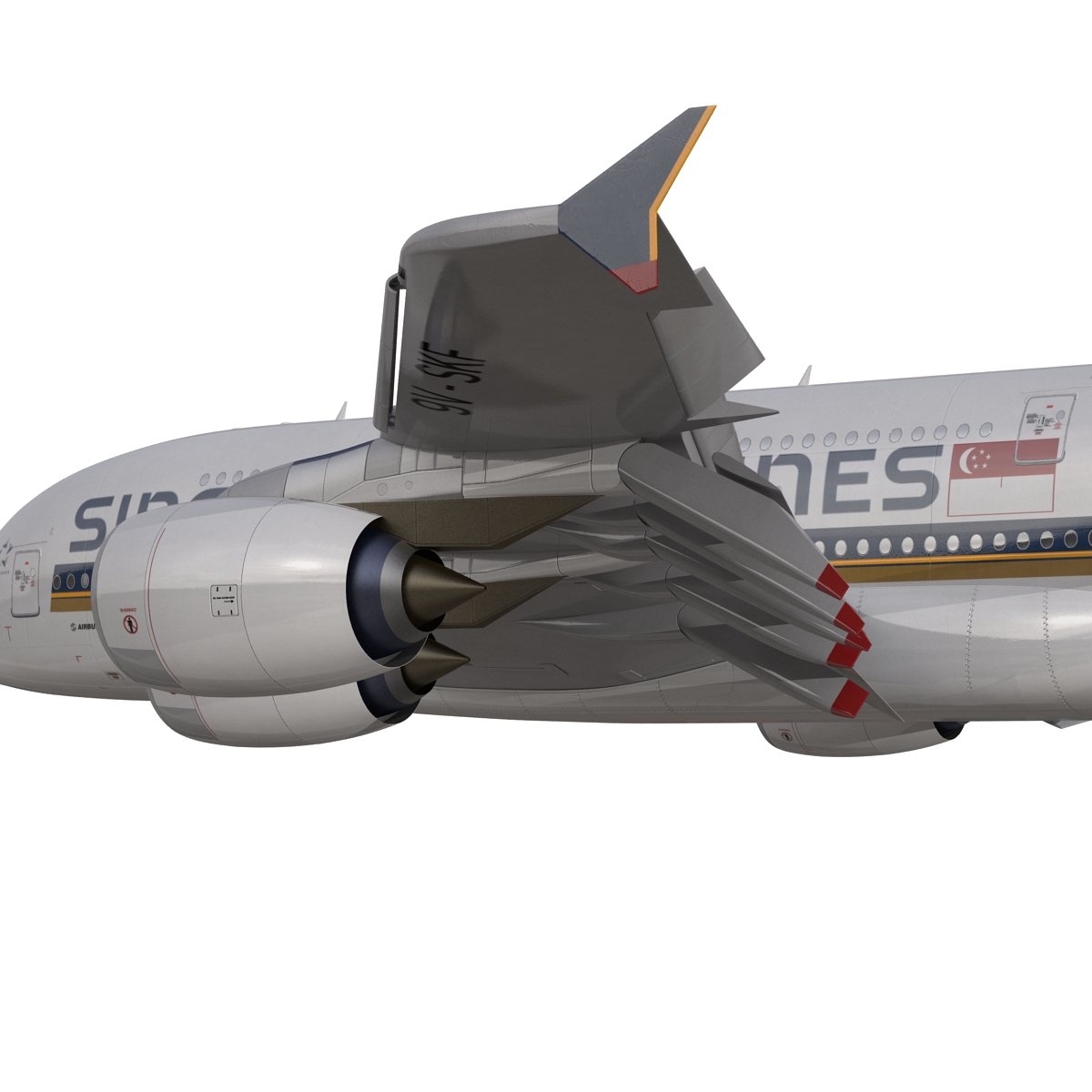 3D Airbus A380 800 Singapore Airlines Rigged