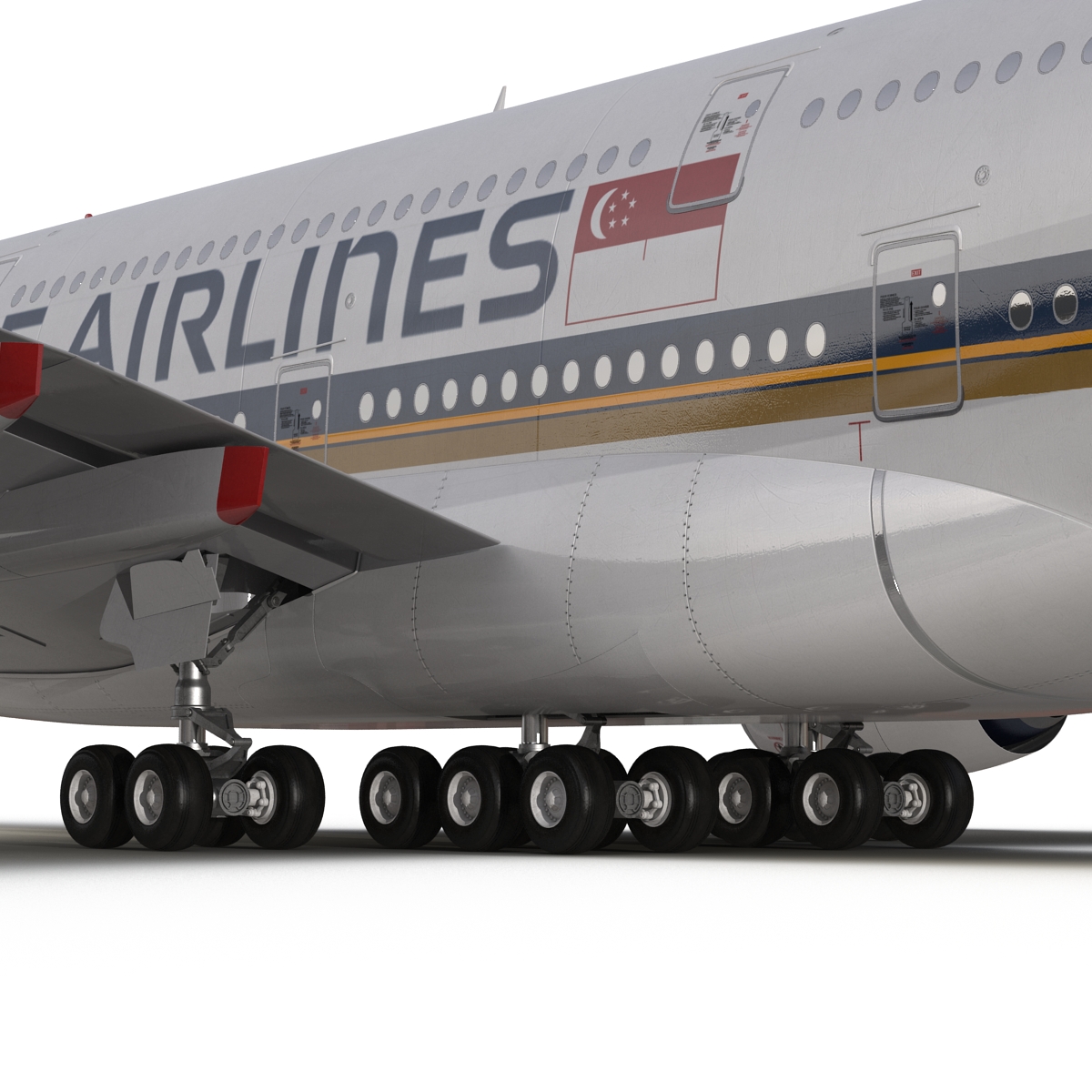 3D Airbus A380 800 Singapore Airlines Rigged