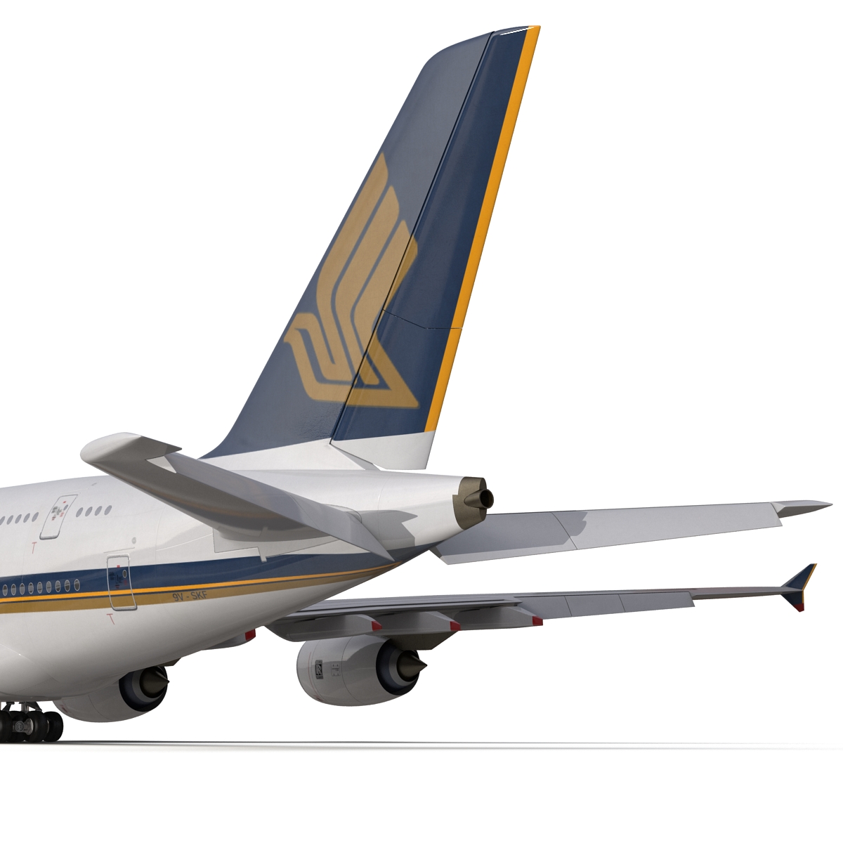 3D Airbus A380 800 Singapore Airlines Rigged