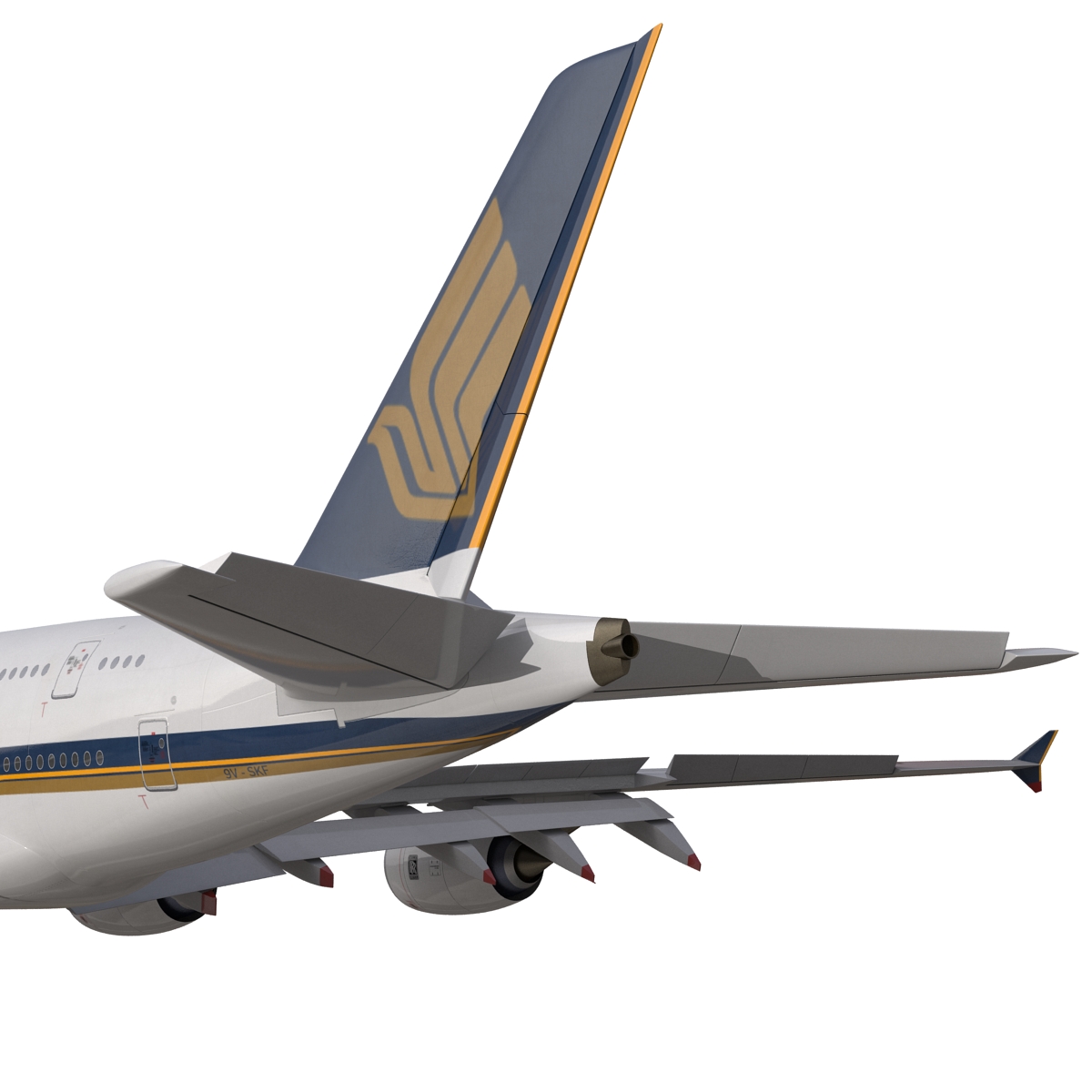 3D Airbus A380 800 Singapore Airlines Rigged