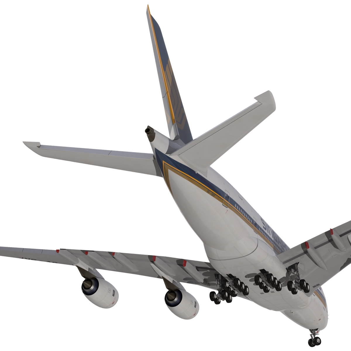 3D Airbus A380 800 Singapore Airlines Rigged