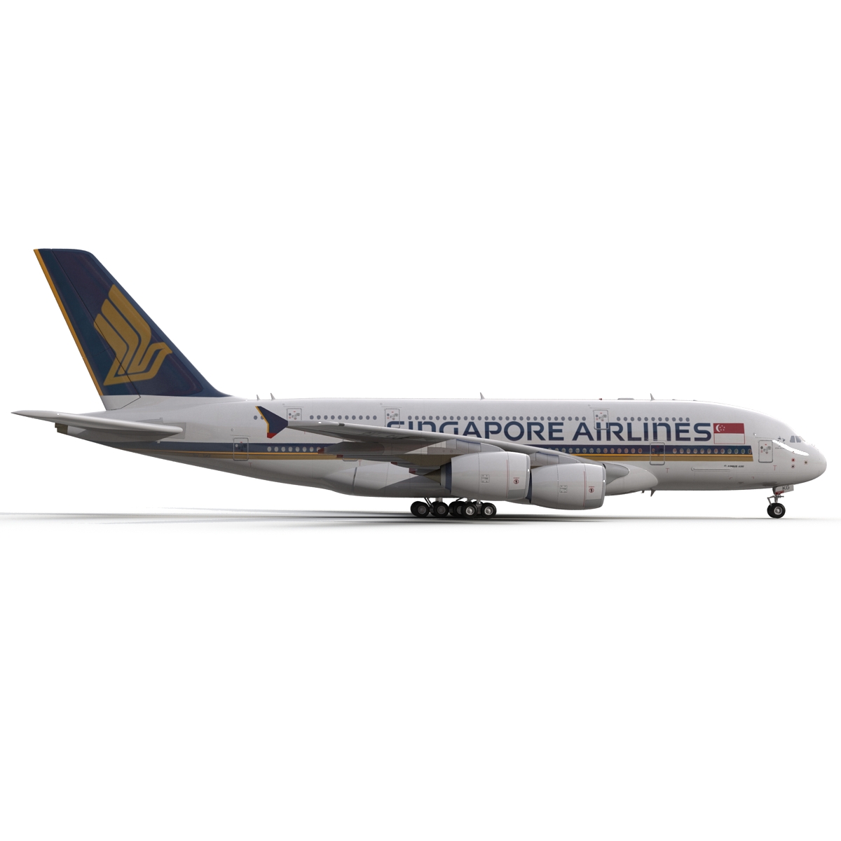 3D Airbus A380 800 Singapore Airlines Rigged