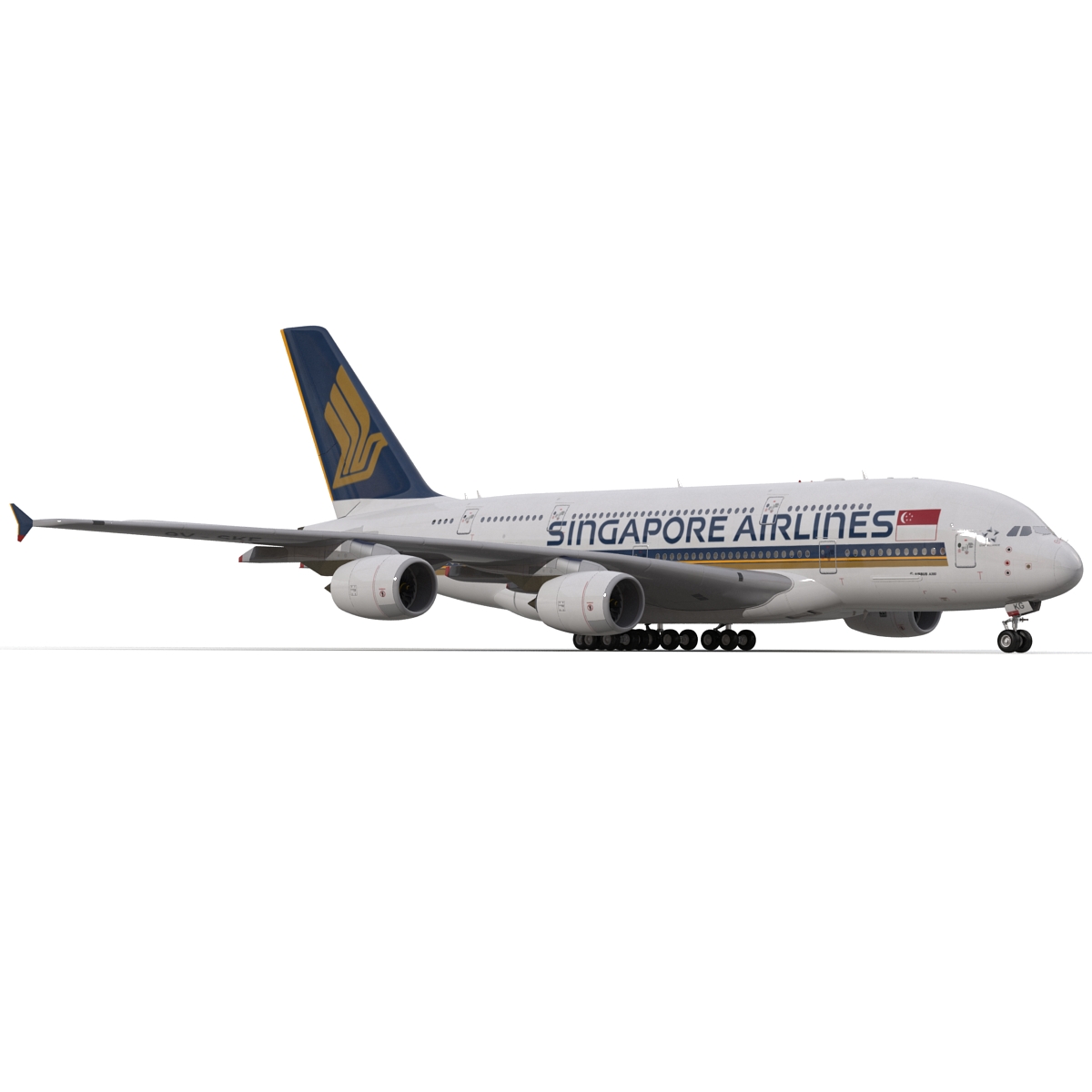 3D Airbus A380 800 Singapore Airlines Rigged