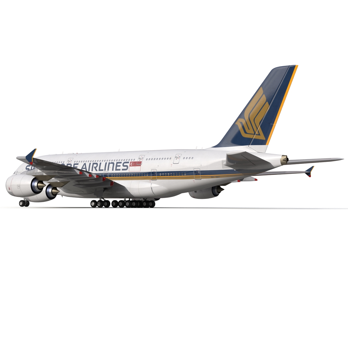 3D Airbus A380 800 Singapore Airlines Rigged