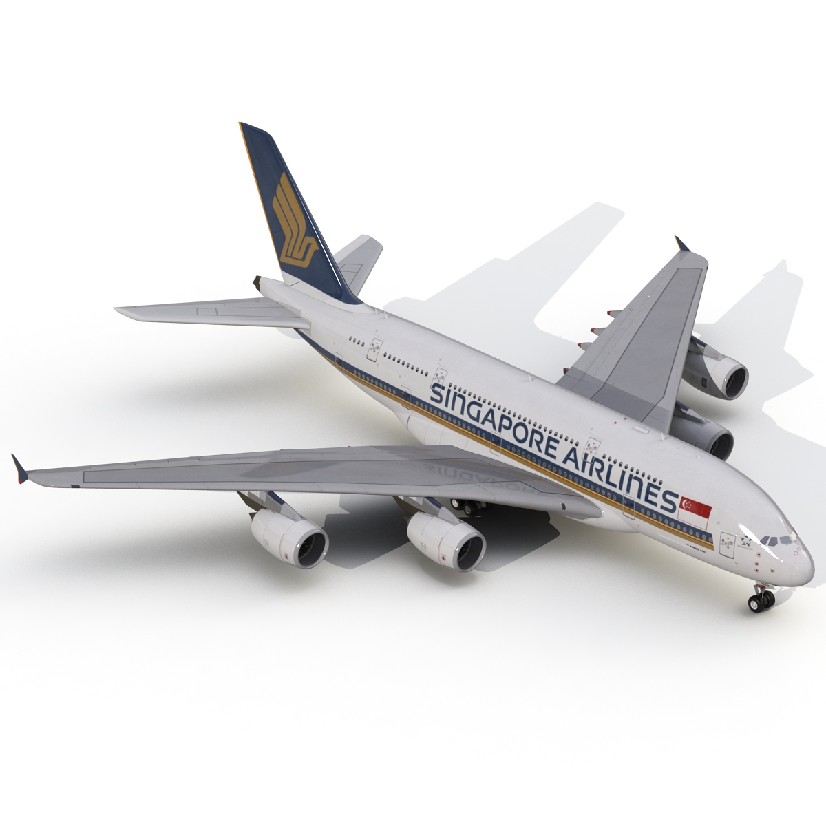 3D Airbus A380 800 Singapore Airlines Rigged