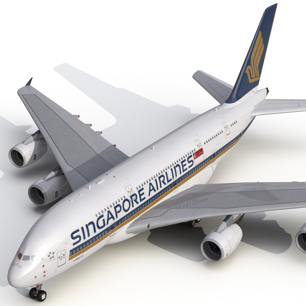 3D Airbus A380 800 Singapore Airlines Rigged