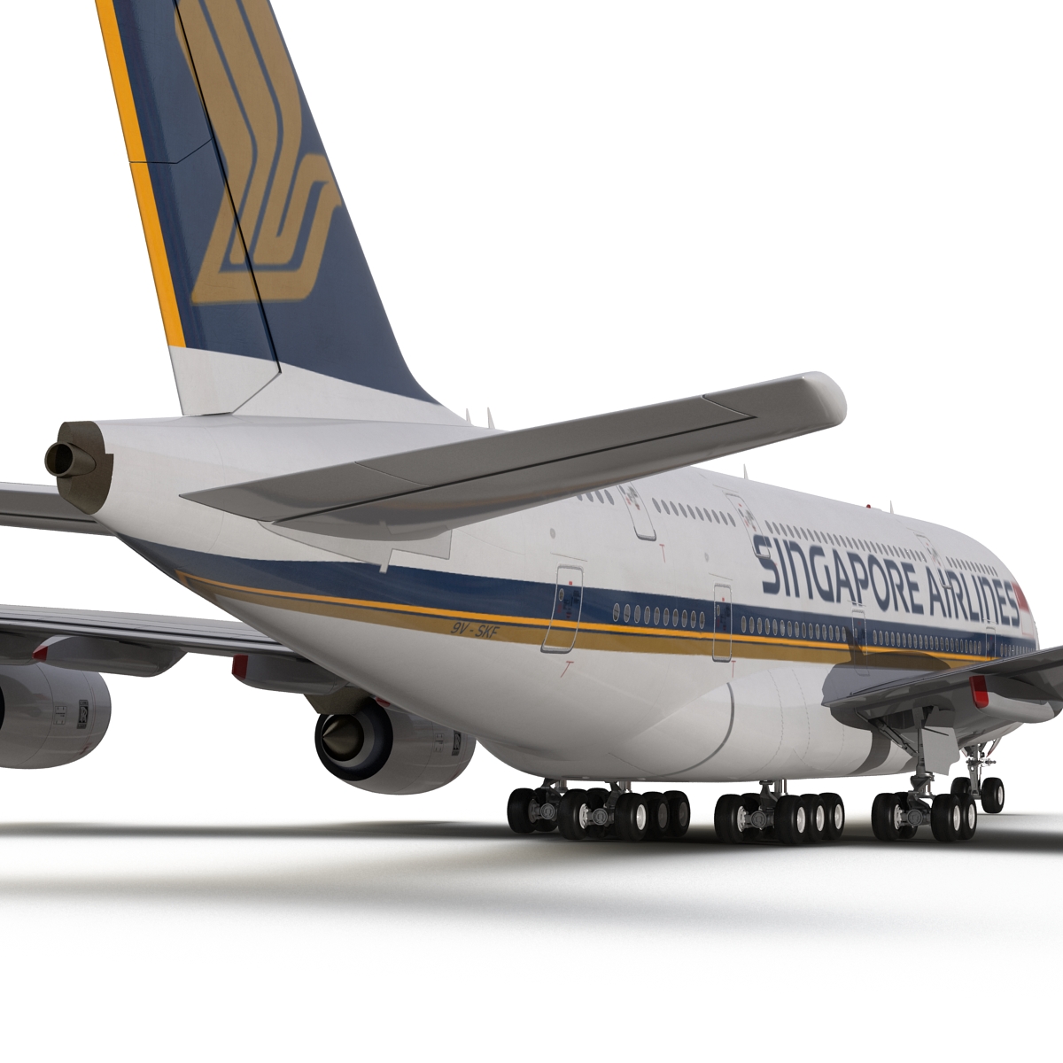 3D Airbus A380 800 Singapore Airlines Rigged