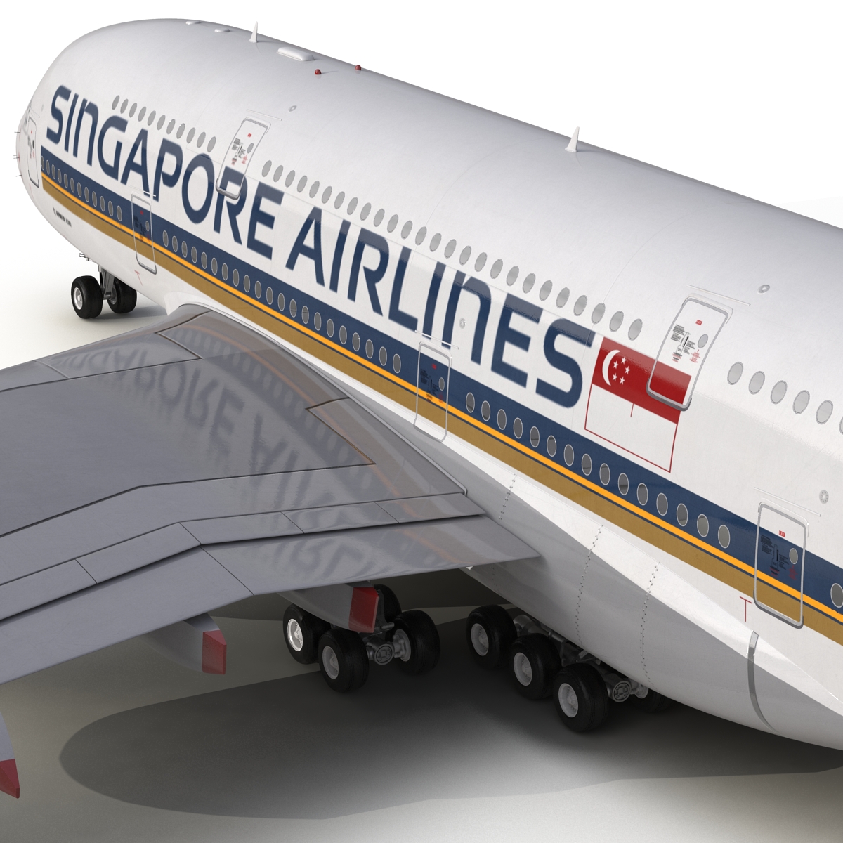 3D Airbus A380 800 Singapore Airlines Rigged