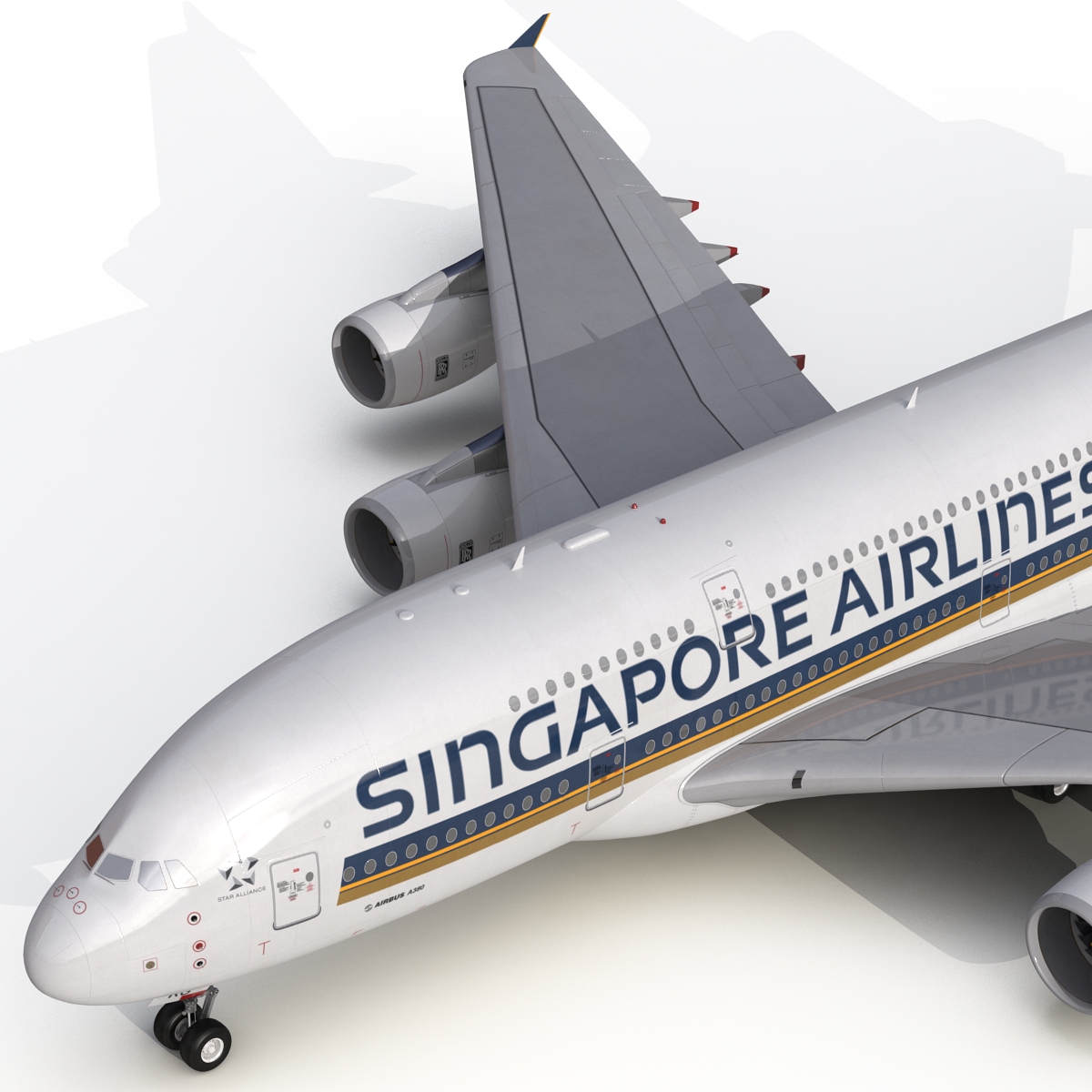 3D Airbus A380 800 Singapore Airlines Rigged