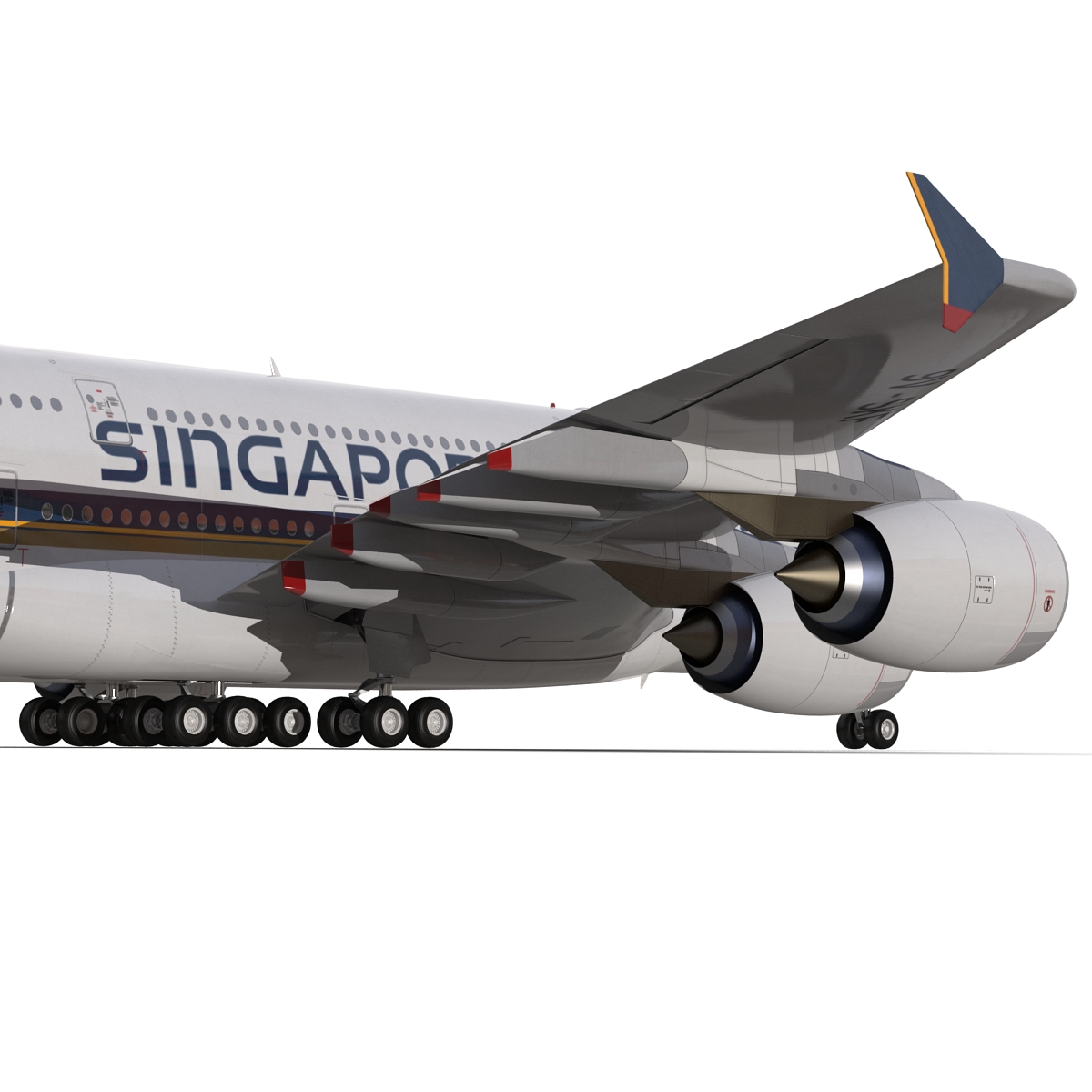 3D Airbus A380 800 Singapore Airlines Rigged