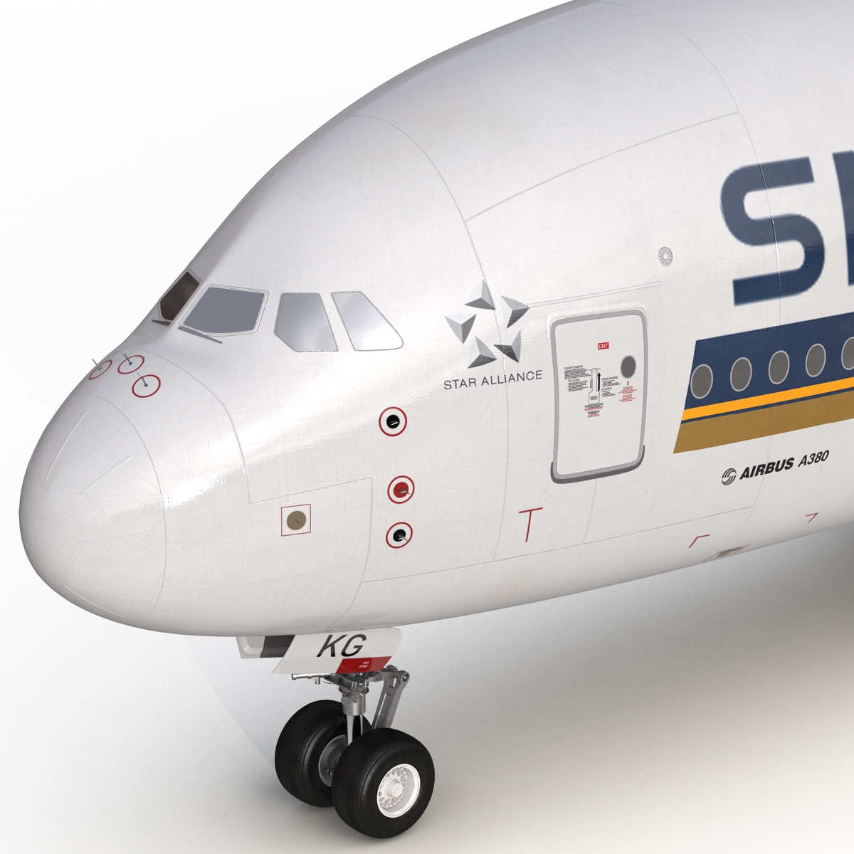 3D Airbus A380 800 Singapore Airlines Rigged