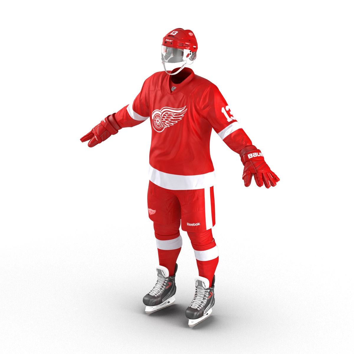 Hockey Equipment Detroit Red Wings 3D model