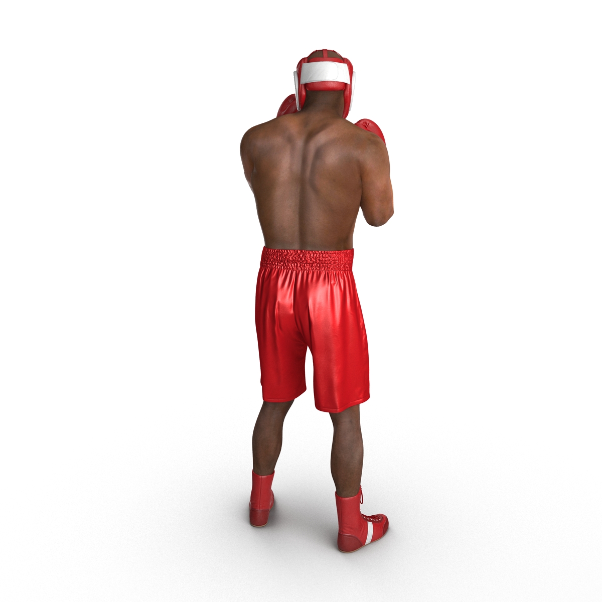 3D African American Boxer Red Suit Pose 2 model