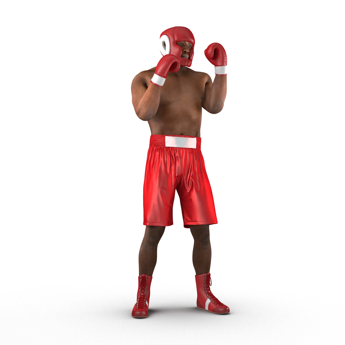 3D African American Boxer Red Suit Pose 2 model