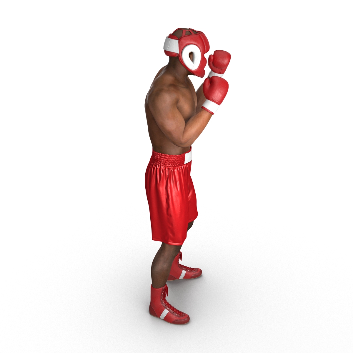 3D African American Boxer Red Suit Pose 2 model