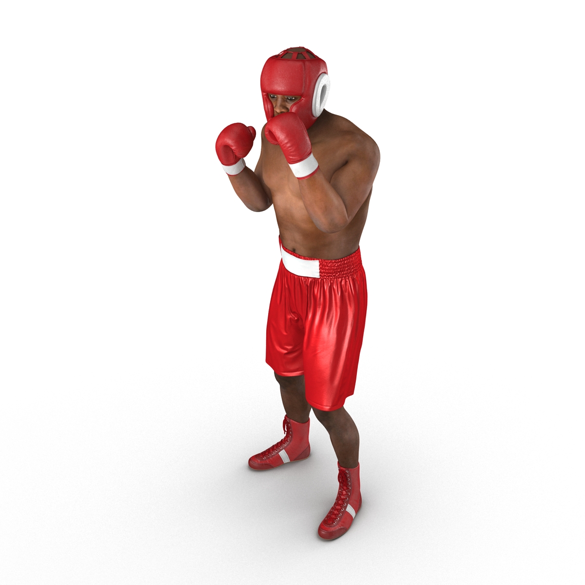 3D African American Boxer Red Suit Pose 2 model