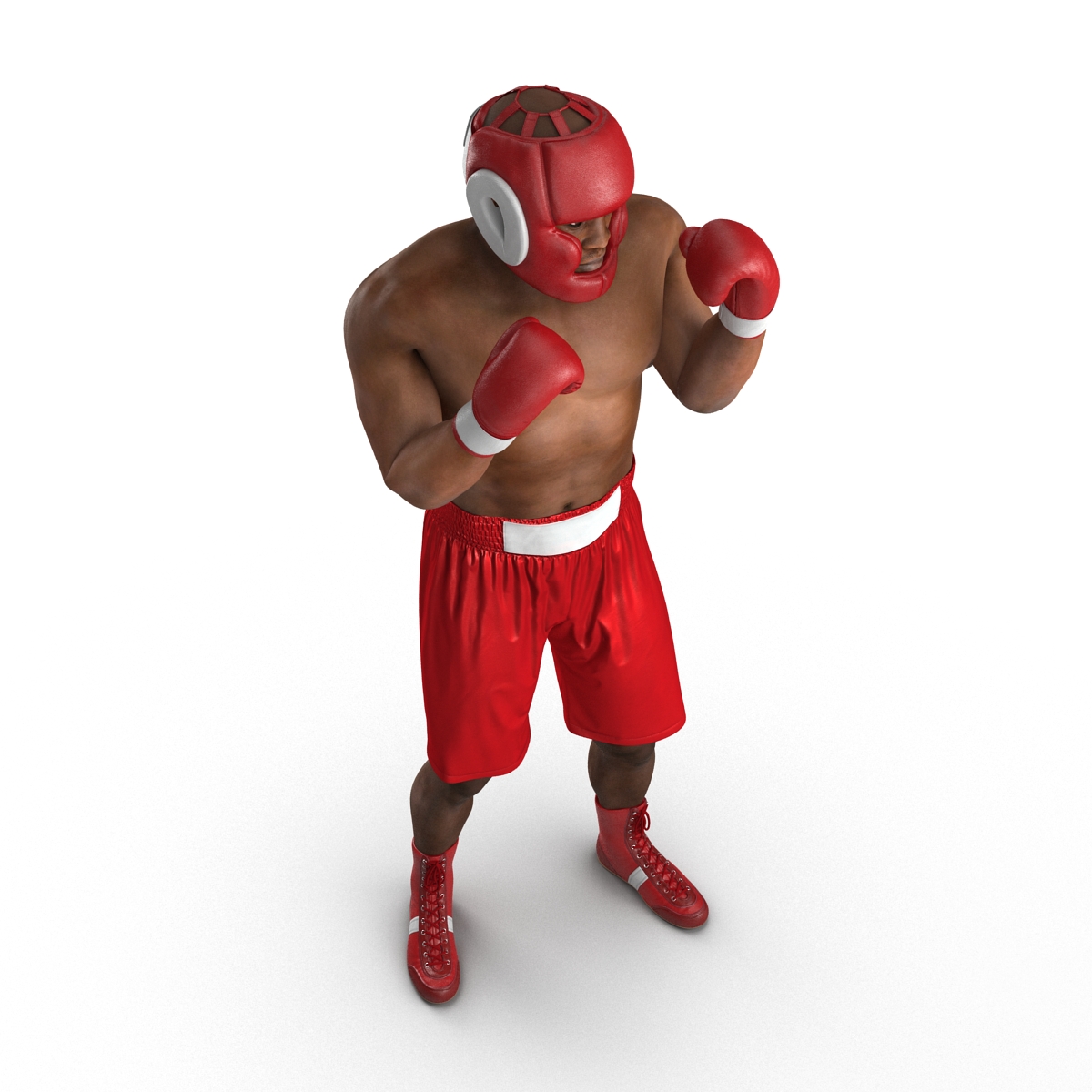 3D African American Boxer Red Suit Pose 2 model