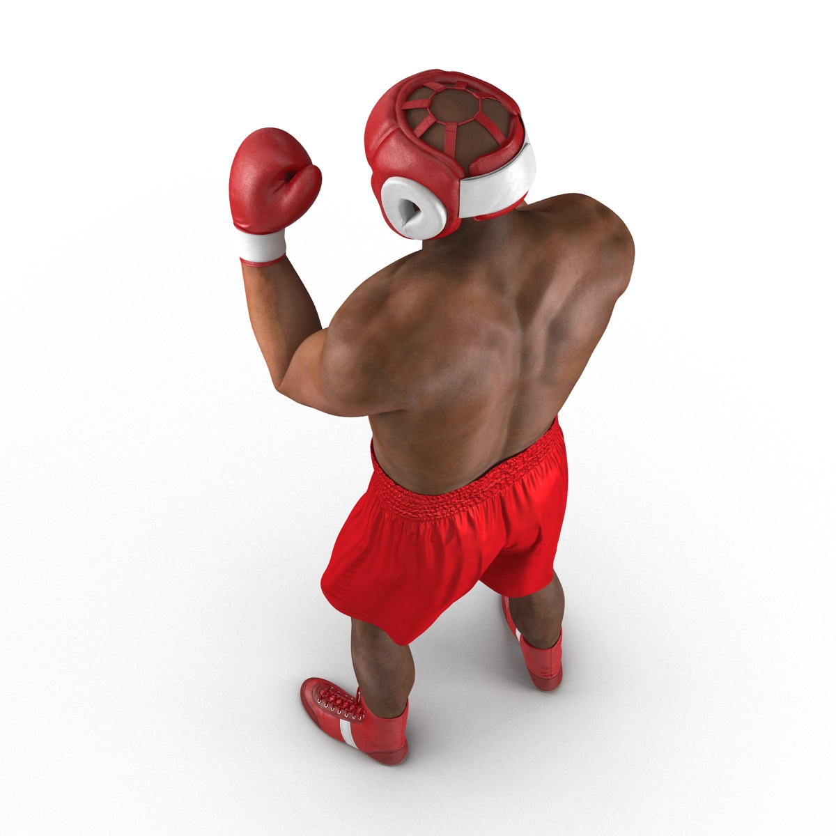 3D African American Boxer Red Suit Pose 2 model