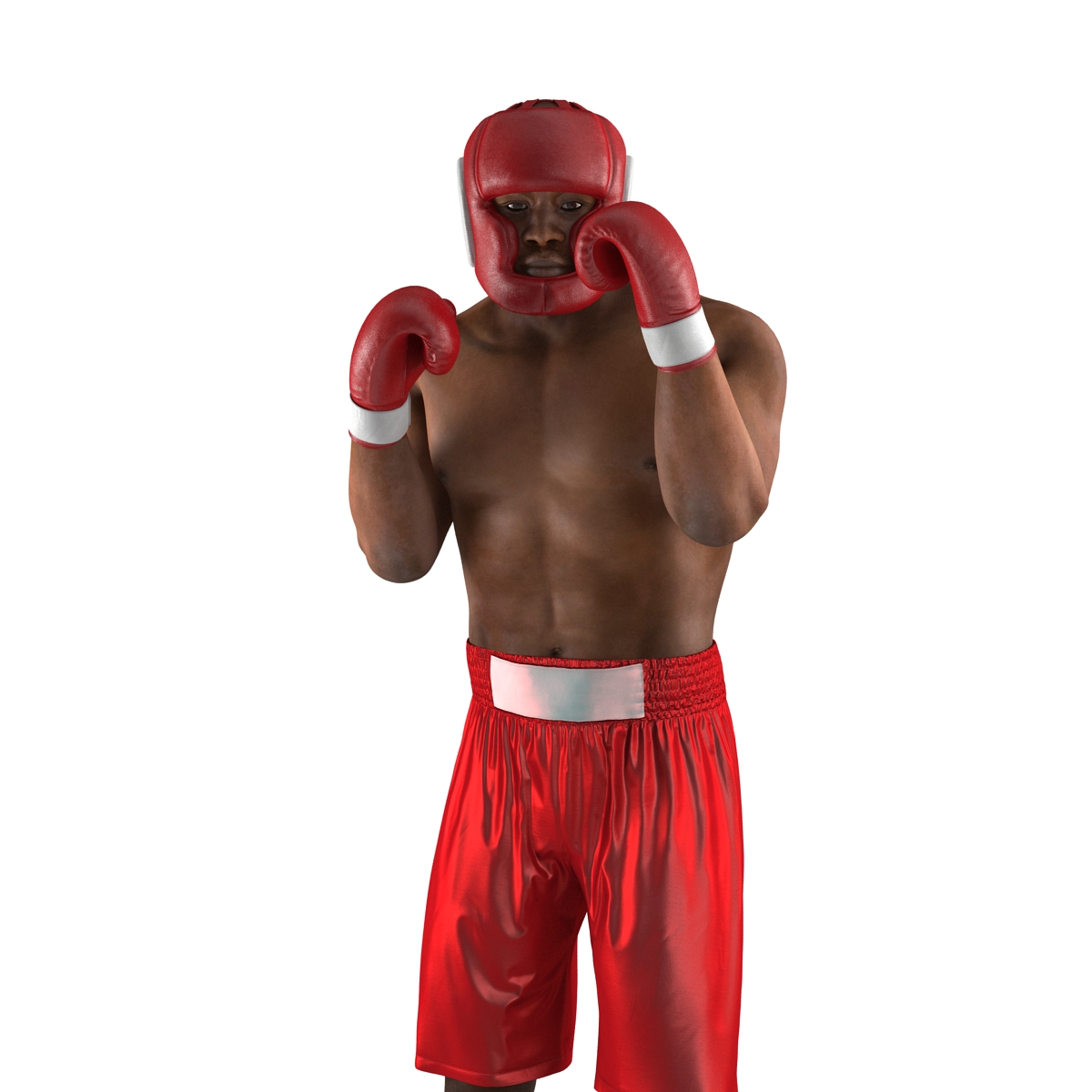 3D African American Boxer Red Suit Pose 2 model