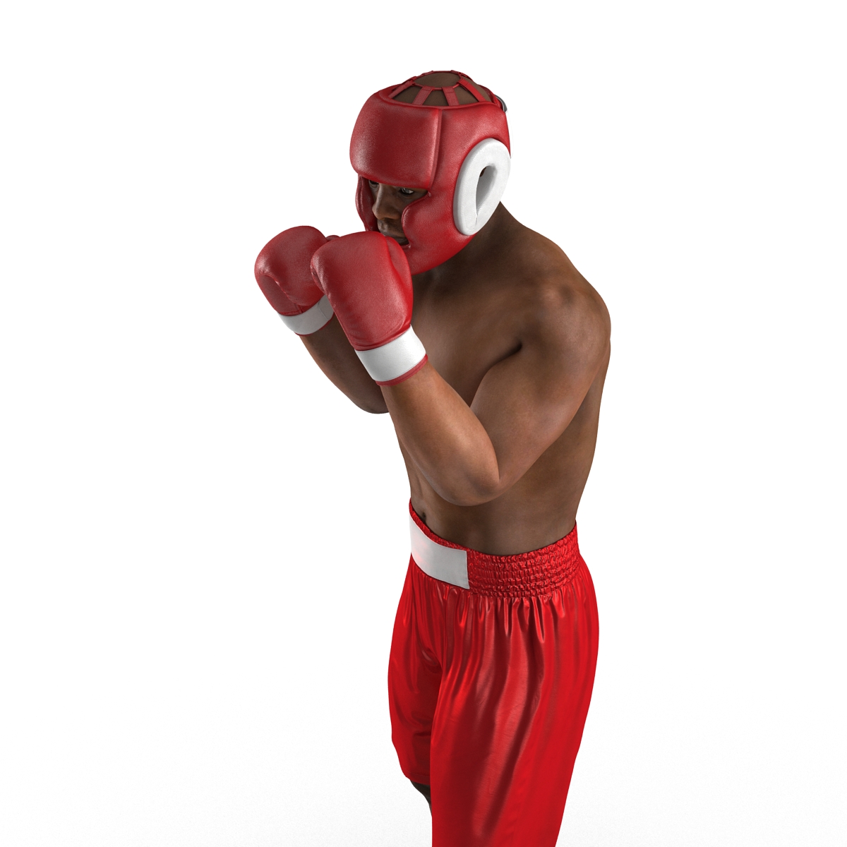 3D African American Boxer Red Suit Pose 2 model